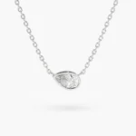 925 Silver Pear Shape Diamond Solitaire Necklace - Image 4