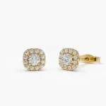 925 Silver Halo Setting Diamond Studs - Image 2