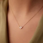 925 Silver Four Stone Diamond Cluster Necklace