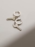 925 Silver Key Charm Earrings - Image 5
