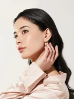 925 Silver Blesse Mother Of Pearl Hoops - Image 5