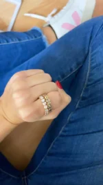 925 Silver Diamond Hearts Eternity Band