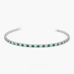 925 Silver Diamond and Emerald Tennis  Bracelet - Image 8