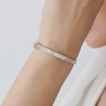 925 Silver Baguettes & Round Bangle  Bracelet