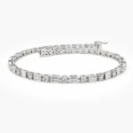 925 Silver Baguette & Round Diamond Tennis Bracelet - Image 6