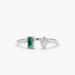 925 Silver Emerald and Diamond Cuff Ring - Image 4