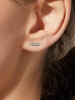 925 Silver Three Stone Stud Earrings