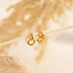 925 Silver Double Hoop Dangle Huggies Earrings - Image 9