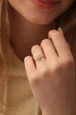 925 Silver Blue Stone & CZ Diamond Ring