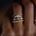 925 Sterling Silver Interwoven Band with Diamond - Image 3