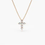 925 Silver Tiny Diamond Cross Necklace - Image 6