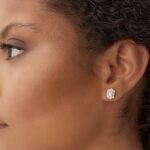 925 Silver Baguette & Round Diamond Hexagon Studs - Image 3