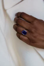 925 Silver 5.75 Carat Sapphire Stone Engagement Ring - Image 2