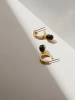 925 Silver Dobby black Hoops - Image 2