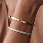 925 Silver Baguette and Round Diamond Bangle - Image 6