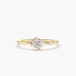 925 Silver Baguette and Round Diamond Ring