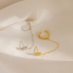 925 Silver Star Ear Cuff Chain Earrings - Image 5