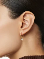 925 Silver Simple Pearl Drop Hoops