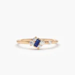 925 Silver Slanted Baguette Sapphire Ring - Image 5
