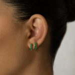 925 Silver Emerald Hoops - Image 2