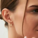 925 Silver Inside out Diamond Hoop Earrings - Image 3