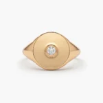 925 Silver Diamond Pinky Signet Ring - Image 7