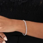 925 Silver Cuban Link Diamond Bracelet