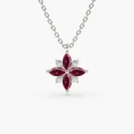 925 Silver Marquise Flower Diamond Pendant - Image 4