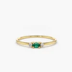 925 Silver Emerald Ring with Diamonds Ring - Image 2
