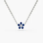 925 Silver Diamond Flower Charm Necklace - Image 3