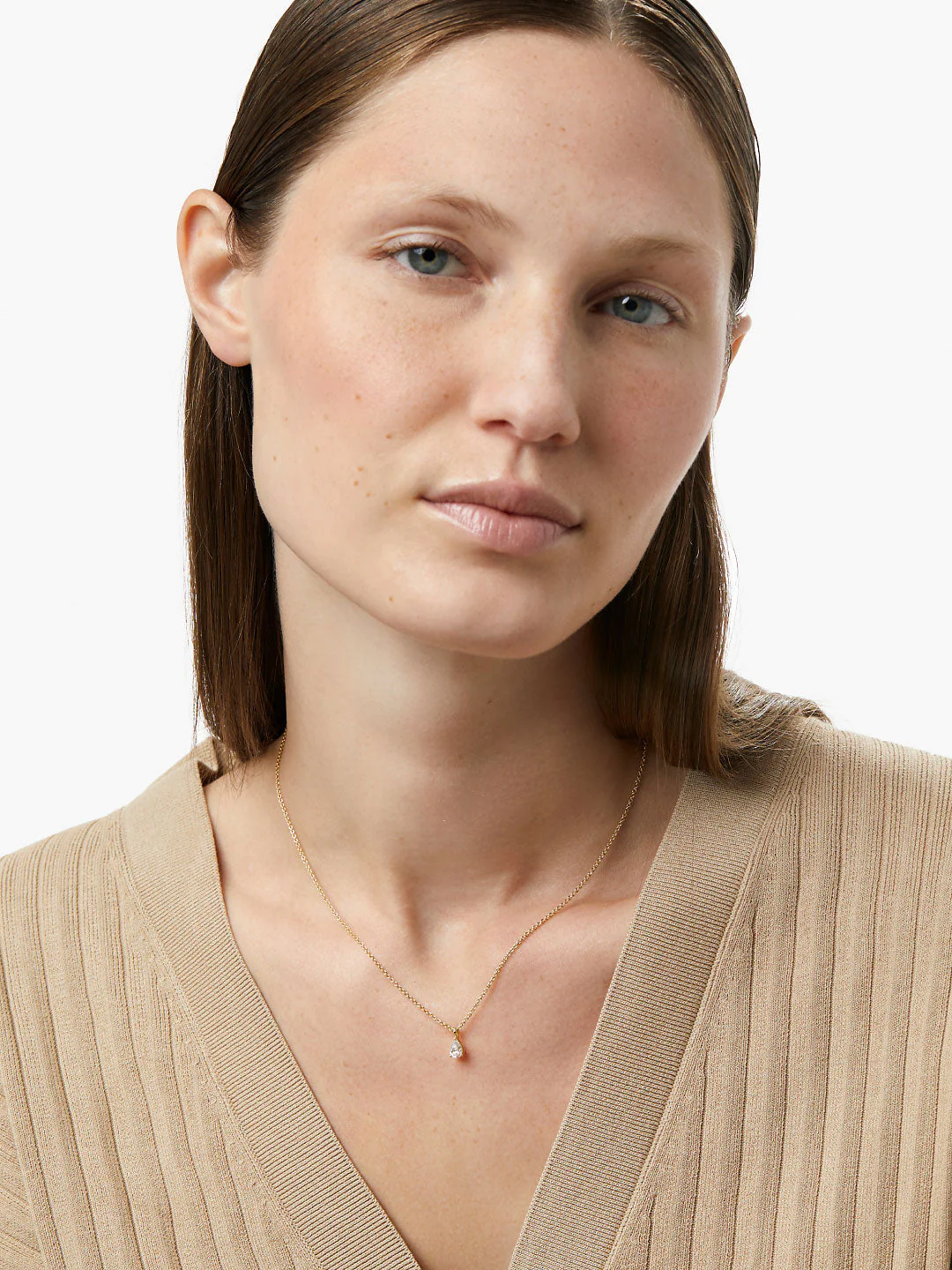 400548_38d086623a144ba898766261ec3be885mv2.webp 925 Silver Simple Pear Diamond Necklace - Image 1