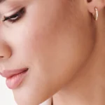 925 Silver Dainty Diamond Hoop Earrings - Image 2