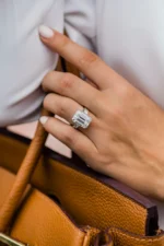 925 Silver 4.00Ct Emerald Cut Diamond Engagement Ring