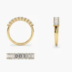 925 Silver 1 Carat Emerald Cut Diamond Wedding Band - Image 6