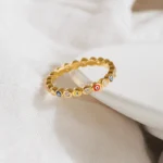 925 Silver Rainbow Enamel Evil Eye Ring - Image 7