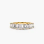 925 Silver 1 Carat Emerald Cut Diamond Wedding Band - Image 4