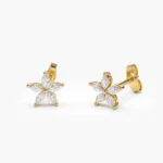 925 Silver Marquise Diamond Floral Studs - Image 2