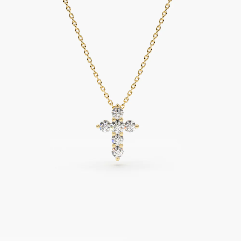 400548_42f2fecf6d7b4296bacbf13ff7c181demv2.webp 925 Silver Tiny Diamond Cross Necklace - Image 1