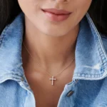 925 Silver Simple Cross Diamond Necklace - Image 8