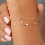925 Silver Diamond Cross Charm Bracelet - Image 4