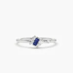 925 Silver Slanted Baguette Sapphire Ring - Image 4