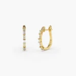 925 Silver Baguette And Round Diamond Earrings - Image 6