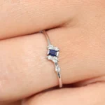 925 Silver Slanted Baguette Sapphire Ring - Image 3