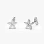 925 Silver Marquise Diamond Floral Studs - Image 3