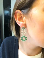 925 Silver Diamond and Emerald Earrings
