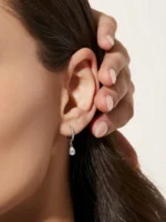 925 Silver Elise  Drop Hoops - Image 2