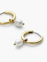 925 Silver Simple Pearl Drop Hoops - Image 6