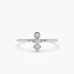 925 Silver Baguette and Round Cut Diamond Ring