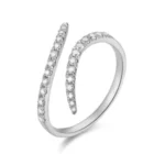 925 Silver Double Wave Diamond Ring - Image 2