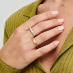 925 Silver Dome Baguette Diamond Anniversary Ring - Image 2